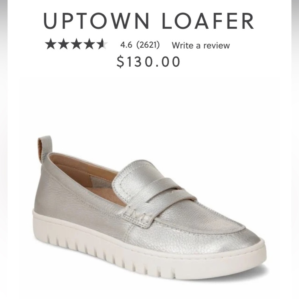 FLASH SALE- Vionic uptown loafer Silver  size 7..5 nwot